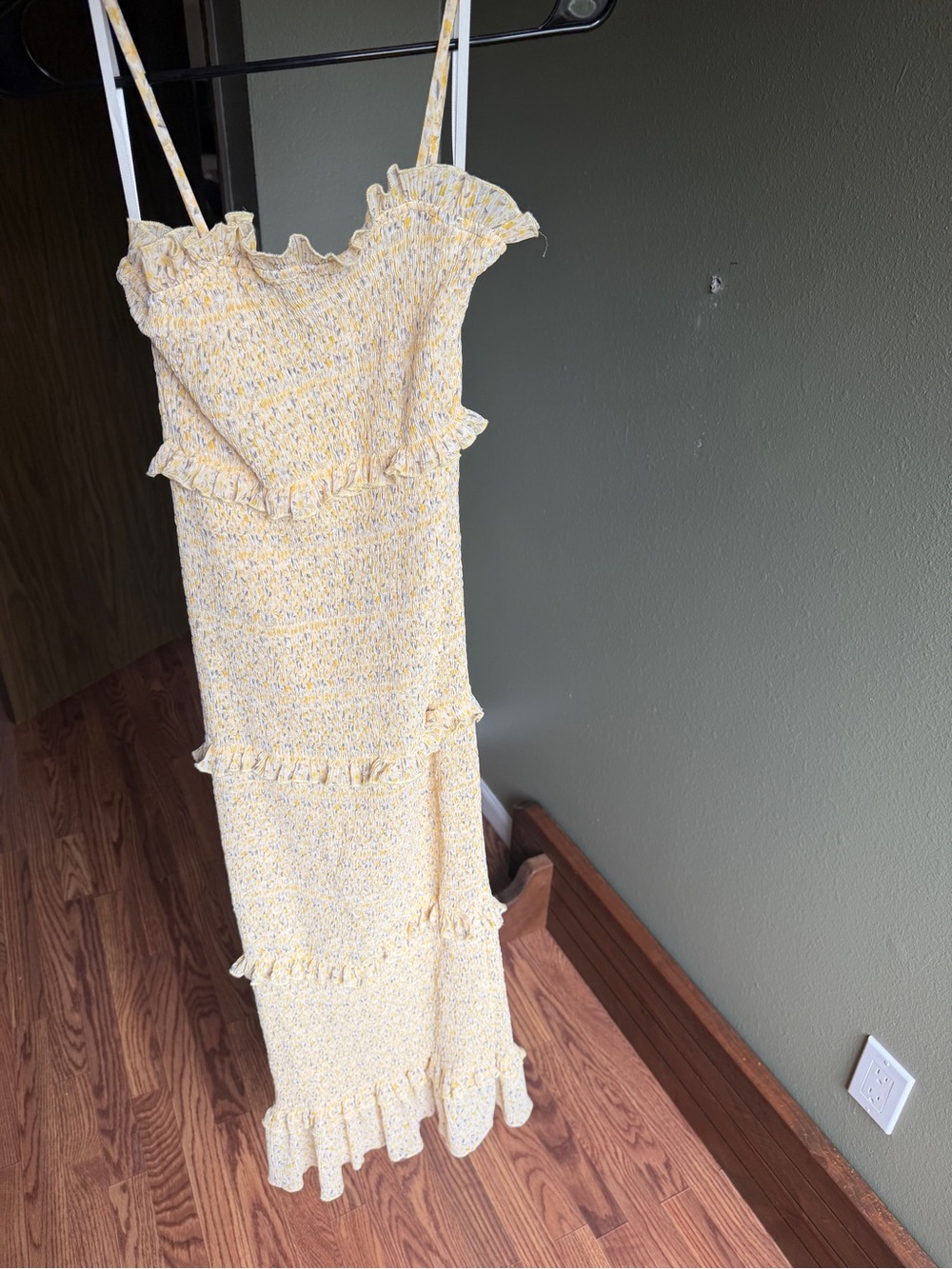 Tiered Yellow Floral Bodycon Dress